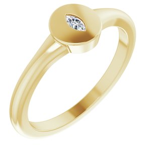 Ladies Natural Diamond Signet Ring — 14K Yellow Gold