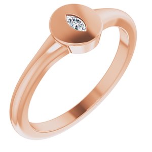Ladies Natural Diamond Signet Ring — 14K Rose Gold