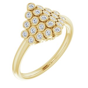 Ladies Natural Diamond Bezel-Set Cluster Ring (I1, G-H) — 14K Yellow Gold
