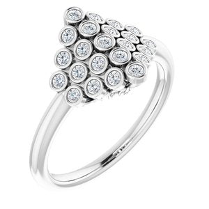 Ladies Natural Diamond Bezel-Set Cluster Ring (SI2-SI3, G-H) — Platinum