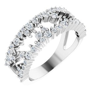 Ladies Natural Diamond Negative Space Ring (I1, G-H) — Sterling Silver