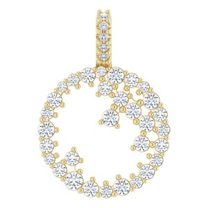 Ladies Natural Diamond Scattered Circle Pendant — 14K Yellow Gold