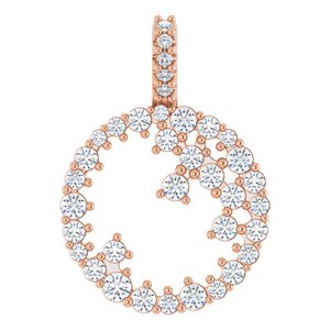 Ladies Natural Diamond Scattered Circle Pendant — 14K Rose Gold