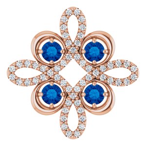 Ladies Natural Blue Sapphire Natural Diamond Clover Pendant (I1, H-I) — 14K Rose Gold