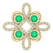 Ladies Natural Emerald Natural Diamond Clover Pendant (I1, H-I) — 14K Yellow Gold
