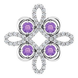 Ladies Natural Amethyst Natural Diamond Pendant (I1, H-I) — 14K White Gold
