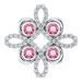 Ladies Natural Pink Tourmaline Natural Diamond Clover Pendant (I1, H-I) — Platinum