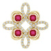 Ladies Natural Ruby Natural Diamond Clover Pendant (I1, G-H) — 14K Yellow Gold