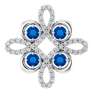 Ladies Natural Blue Sapphire Natural Diamond Clover Pendant (I1, H-I) — Platinum