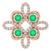 Ladies Natural Emerald Natural Diamond Clover Pendant (I1, H-I) — 14K Rose Gold
