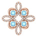 Ladies Natural Aquamarine Natural Diamond Clover Pendant (I1, H-I) — 14K Rose Gold