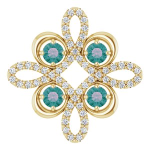 Ladies Natural Alexandrite Natural Diamond Pendant (I1, H-I) — 14K Yellow Gold