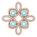 Ladies Natural Blue Zircon Natural Diamond Clover Pendant (I1, H-I) — 14K Rose Gold