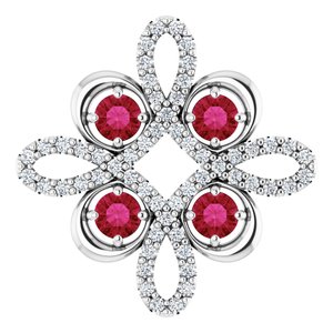 Ladies Natural Ruby Natural Diamond Clover Pendant (Si2-Si3, G-H) — Platinum