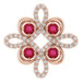 Ladies Natural Ruby Natural Diamond Clover Pendant (I1, G-H) — 14K Rose Gold