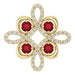 Ladies Natural Mozambique Garnet Natural Diamond Clover Pendant (I1, H-I) — 14K Yellow Gold