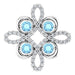 Ladies Natural Aquamarine Natural Diamond Clover Pendant (I1, H-I) — Platinum