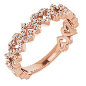 Ladies Natural Diamond Stackable Heart Ring (SI2-SI3, G-H) — 14K Rose Gold