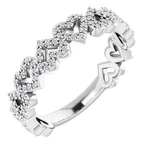 Ladies Natural Diamond Stackable Heart Ring (SI2-SI3, G-H) — Sterling Silver