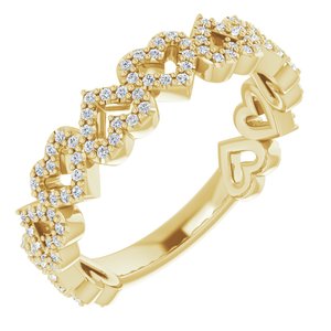 Ladies Natural Diamond Stackable Heart Ring (SI2-SI3, G-H) — 14K Yellow Gold