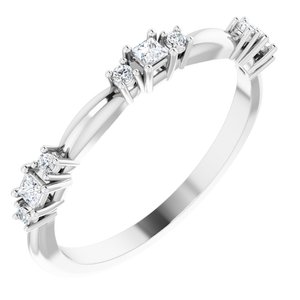 Ladies Natural Diamond Stackable Ring (I1, G-H) — 14K White Gold