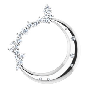 Ladies Natural Diamond Crescent Moon Pendant (Si2-Si3, G-H) — Platinum