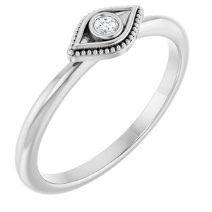 Ladies Natural Diamond Stackable Evil Eye Ring (I1, G-H) — Sterling Silver