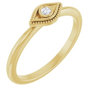 Ladies Natural Diamond Stackable Evil Eye Ring (I1, G-H) — 14K Yellow Gold