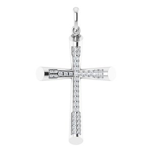 Ladies Natural Diamond Micro Pavé-Style Cross Pendant (I1, H+) — 14K White Gold
