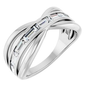 Ladies Natural Diamond Criss-Cross Ring (SI2-SI3, G-H) — Platinum