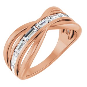 Ladies Natural Diamond Criss-Cross Ring (SI2-SI3, G-H) — 14K Rose Gold