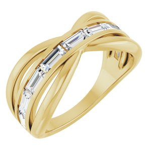 Ladies Natural Diamond Criss-Cross Ring (SI2-SI3, G-H) — 14K Yellow Gold