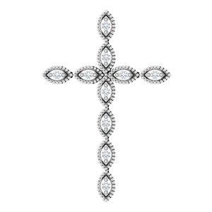 Ladies Natural Diamond Cross Pendant (I1, H+) — 14K White Gold