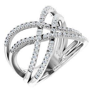 Ladies Natural Diamond Ring (I1, H+) — 14K White Gold