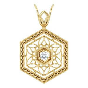 Ladies Natural Diamond Filigree Pendant (I1, H+) — 14K Yellow Gold