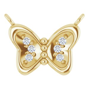 Ladies Natural Diamond Butterfly Necklace Center (I1, G-H) — 14K Yellow Gold