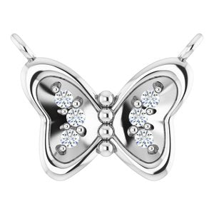 Ladies Natural Diamond Butterfly Necklace Center (I1, G-H) — 14K White Gold