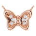 Ladies Natural Diamond Butterfly Necklace Center (I1, G-H) — 14K Rose Gold