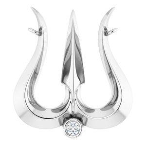 Ladies Natural Diamond Shiva Trishula Necklace Center (I1, G-H) — Platinum