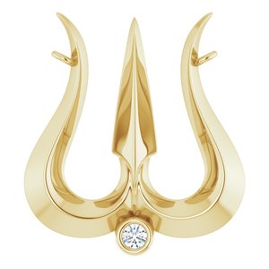 Ladies Natural Diamond Shiva Trishula Necklace Center (I1, G-H) — 14K Yellow Gold