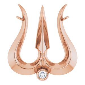 Ladies Natural Diamond Shiva Trishula Necklace Center (I1, G-H) — 14K Rose Gold