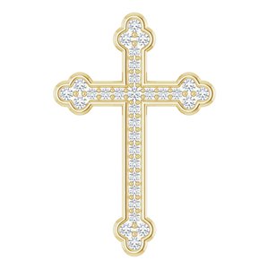Ladies Natural Diamond Cross Pendant (I1, H+) — 14K Yellow Gold