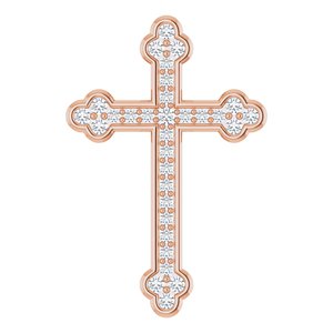 Ladies Natural Diamond Cross Pendant (I1, H+) — 14K Rose Gold