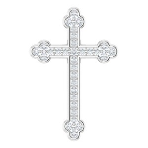 Ladies Natural Diamond Cross Pendant (I1, H+) — 14K White Gold