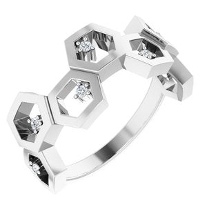 Ladies Natural Diamond Honeycomb Ring (I1, G-H) — 14K White Gold