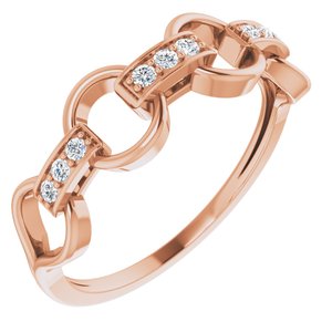 Ladies Natural Diamond Link Ring (I1, H+) — 14K Rose Gold