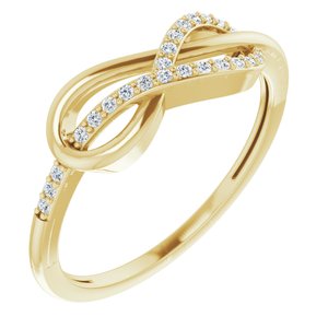 Ladies Natural Diamond Infinity-Inspired Ring (I1, H+) — 14K Yellow Gold