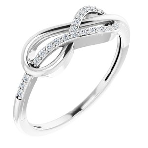 Ladies Natural Diamond Infinity-Inspired Ring (I1, H+) — 14K White Gold