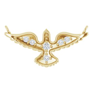 Ladies Natural Diamond Petite Holy Spirit Necklace Center (I1, G-H) — 14K Yellow Gold