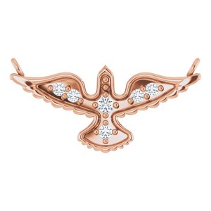 Ladies Natural Diamond Petite Holy Spirit Necklace Center (I1, G-H) — 14K Rose Gold